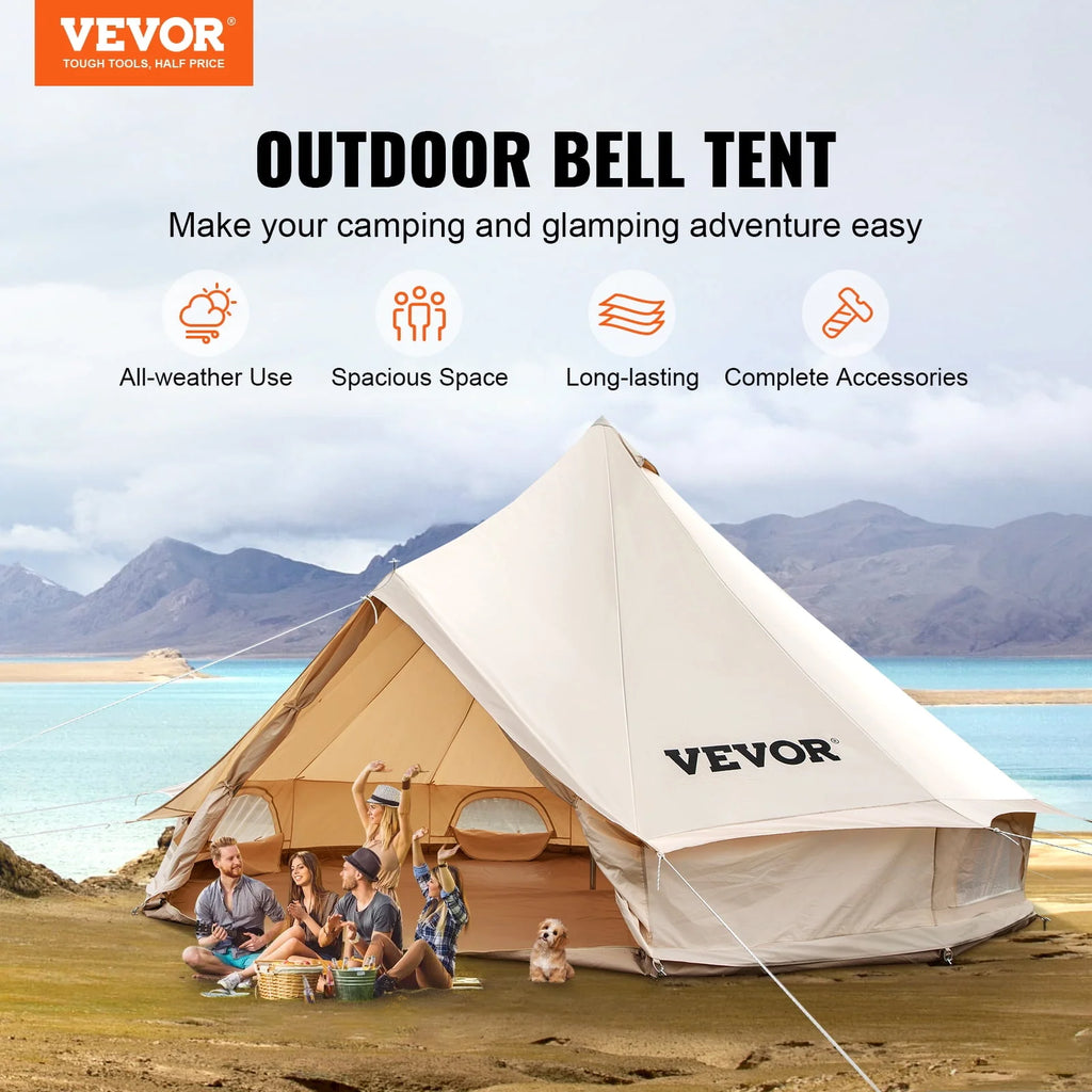 Canvas Bell Tent with Stove Jacket Waterproof 4 Seasons O158957