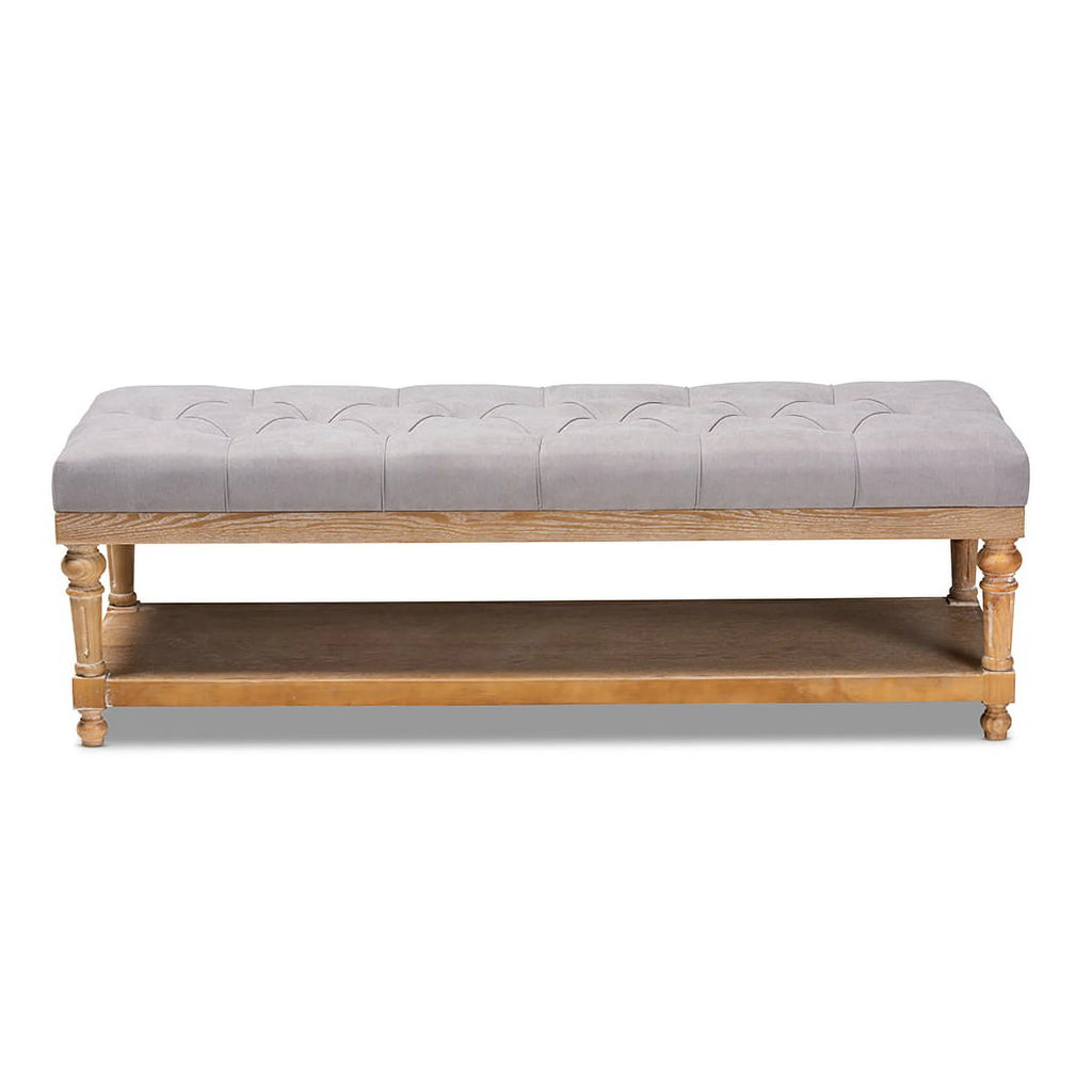 Grey Linen Fabric Storage Bench E92849