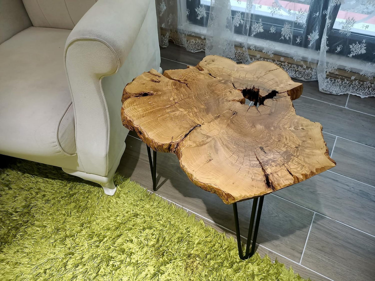 Olive 24" Live Edge Side Table with Black Legs F2194