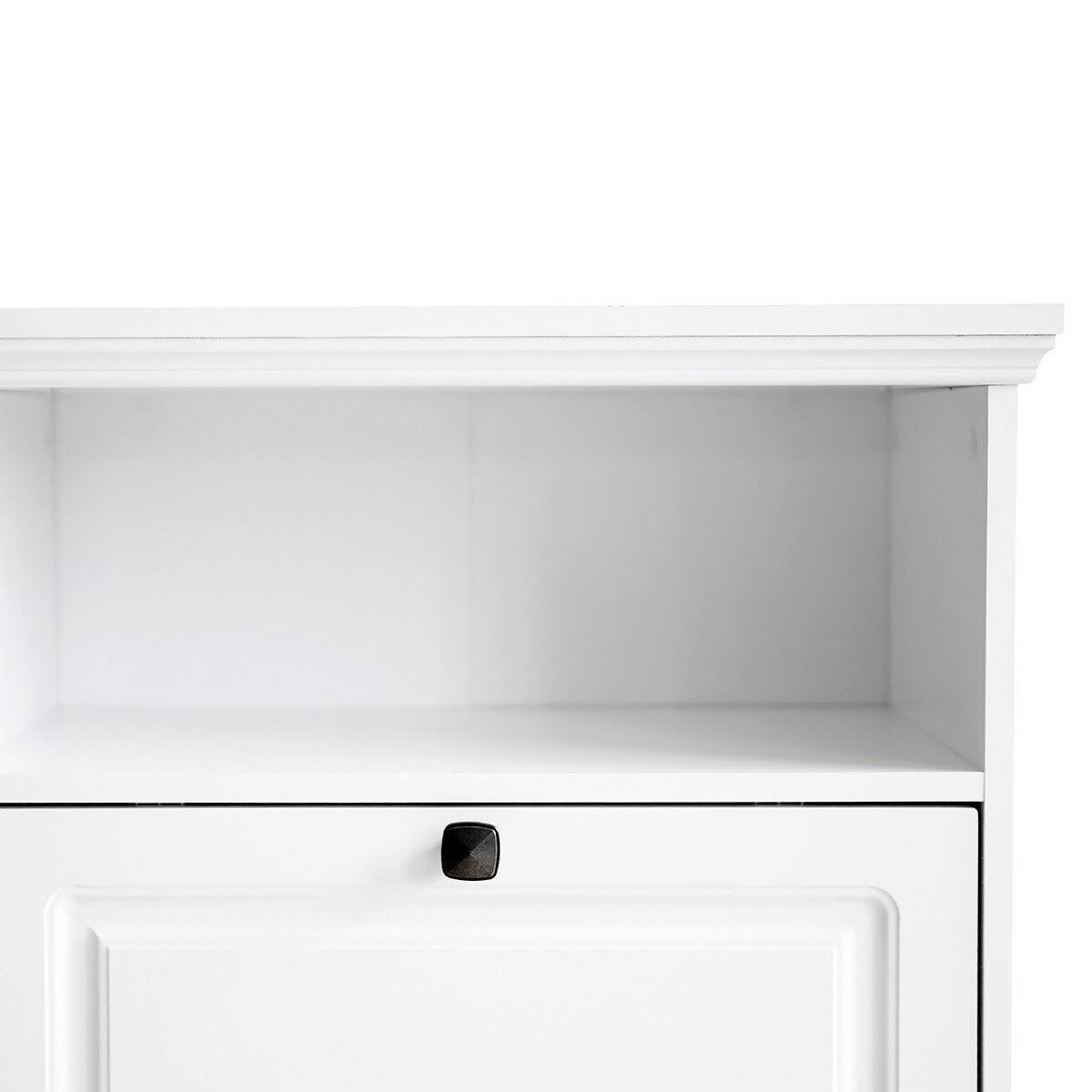 White Pet Feeding Station with Food Storage Cabinet Y9291