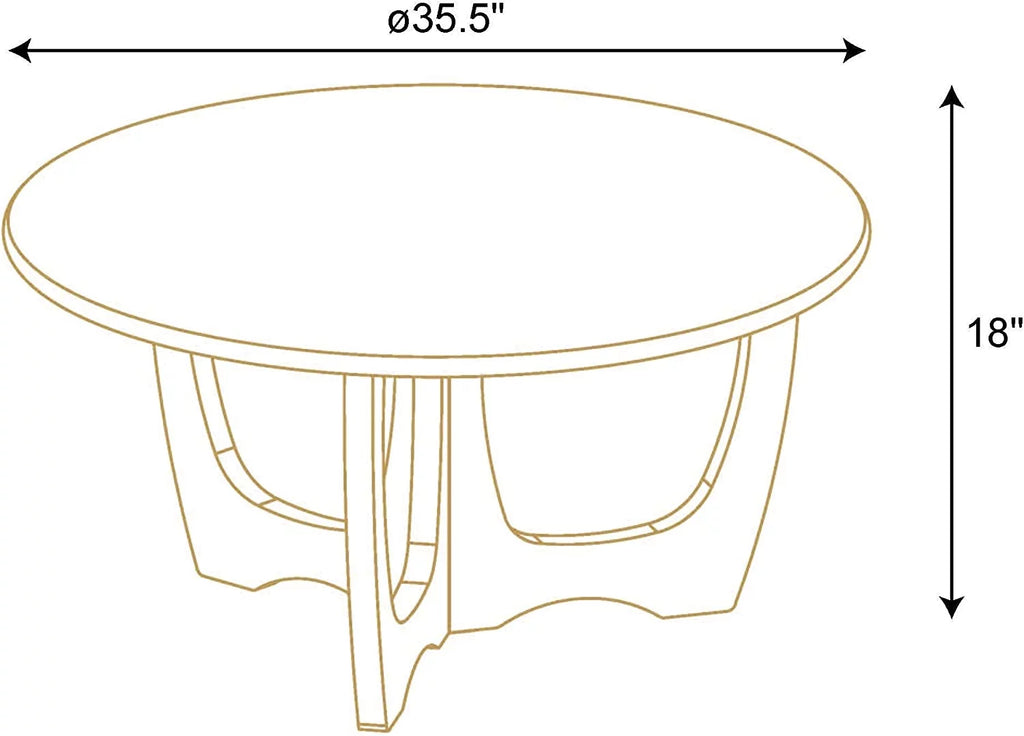 Round Wooden Coffee Table 35.5 x 18 Inches Gray F936