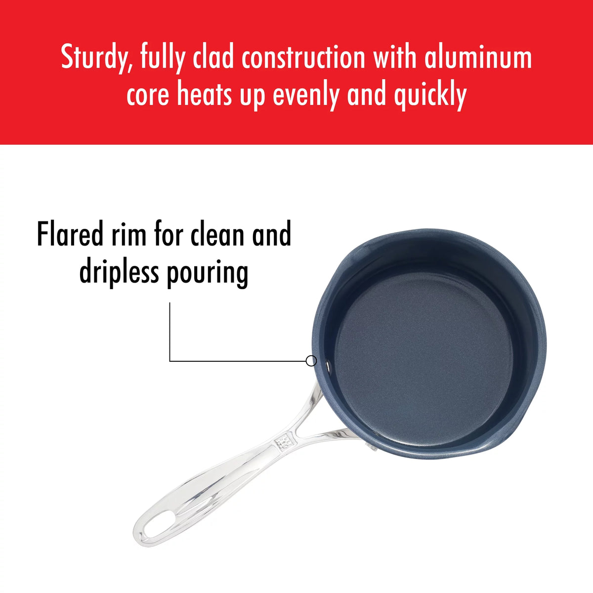 1-qt Stainless Steel Ceramic Nonstick Saucepan M9175