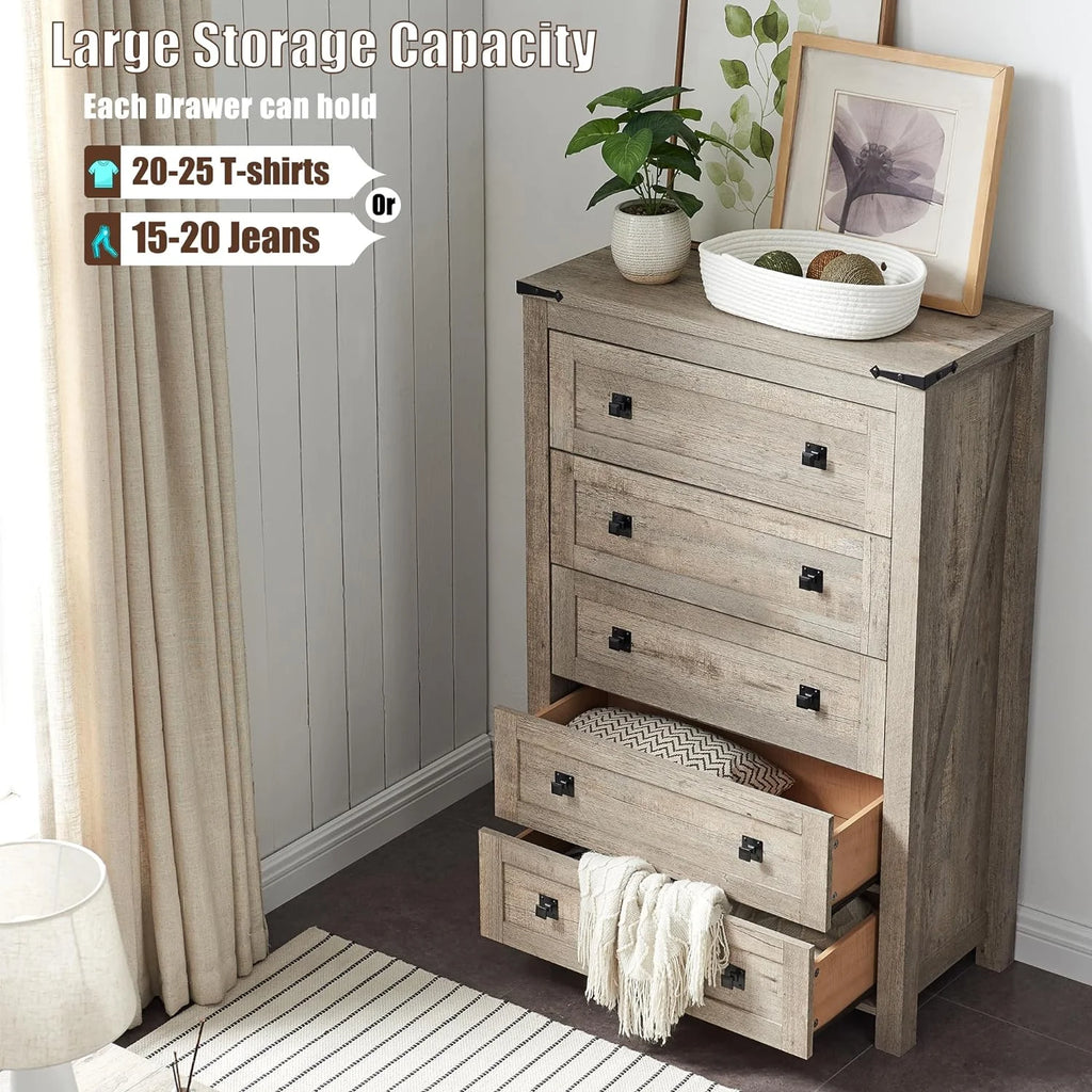 5 Drawer Wood Dresser P30954