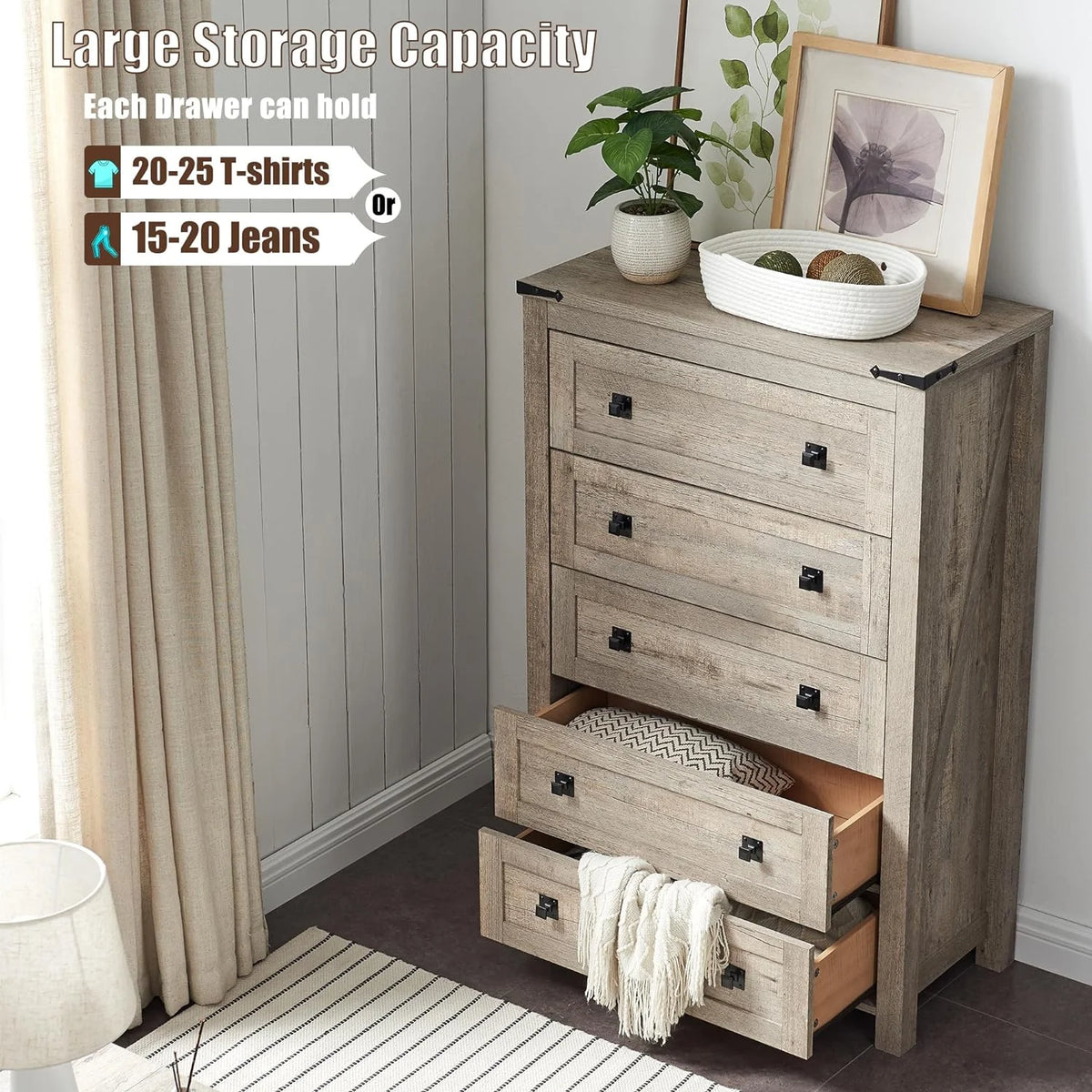 5 Drawer Wood Dresser P30954