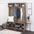 Gray Hall Tree with Bench and Shoe Storage W213