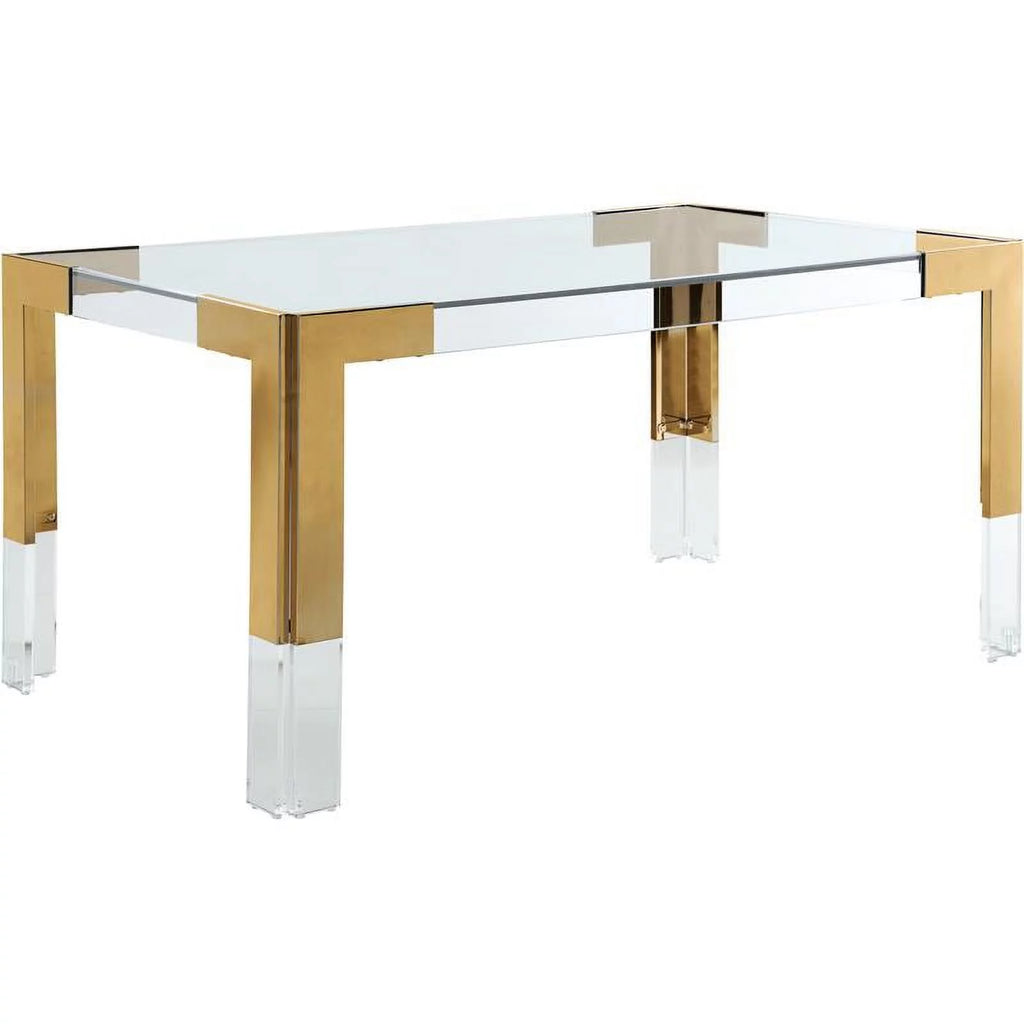Gold Stainless Steel and Acrylic Dining Table S783537