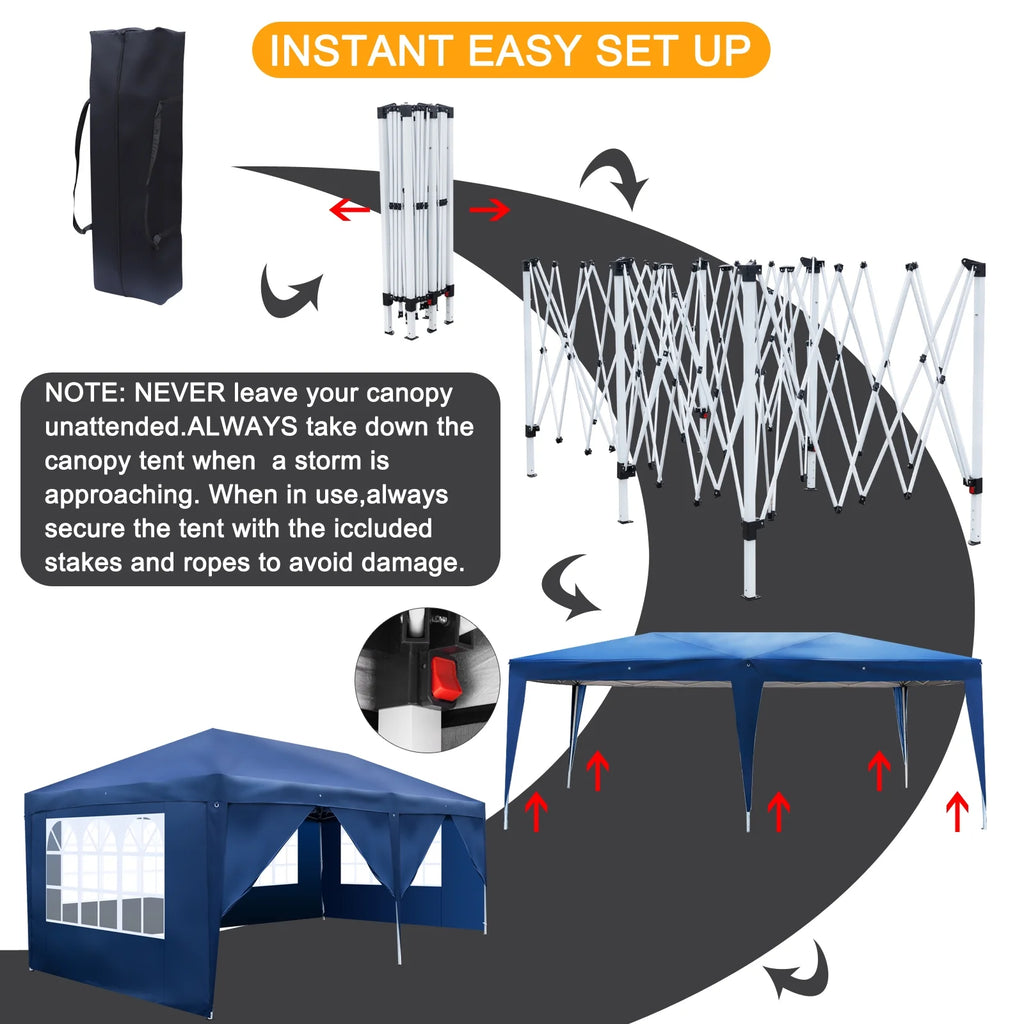 10'x20' Pop Up Canopy Tent with Carry Bag T570015
