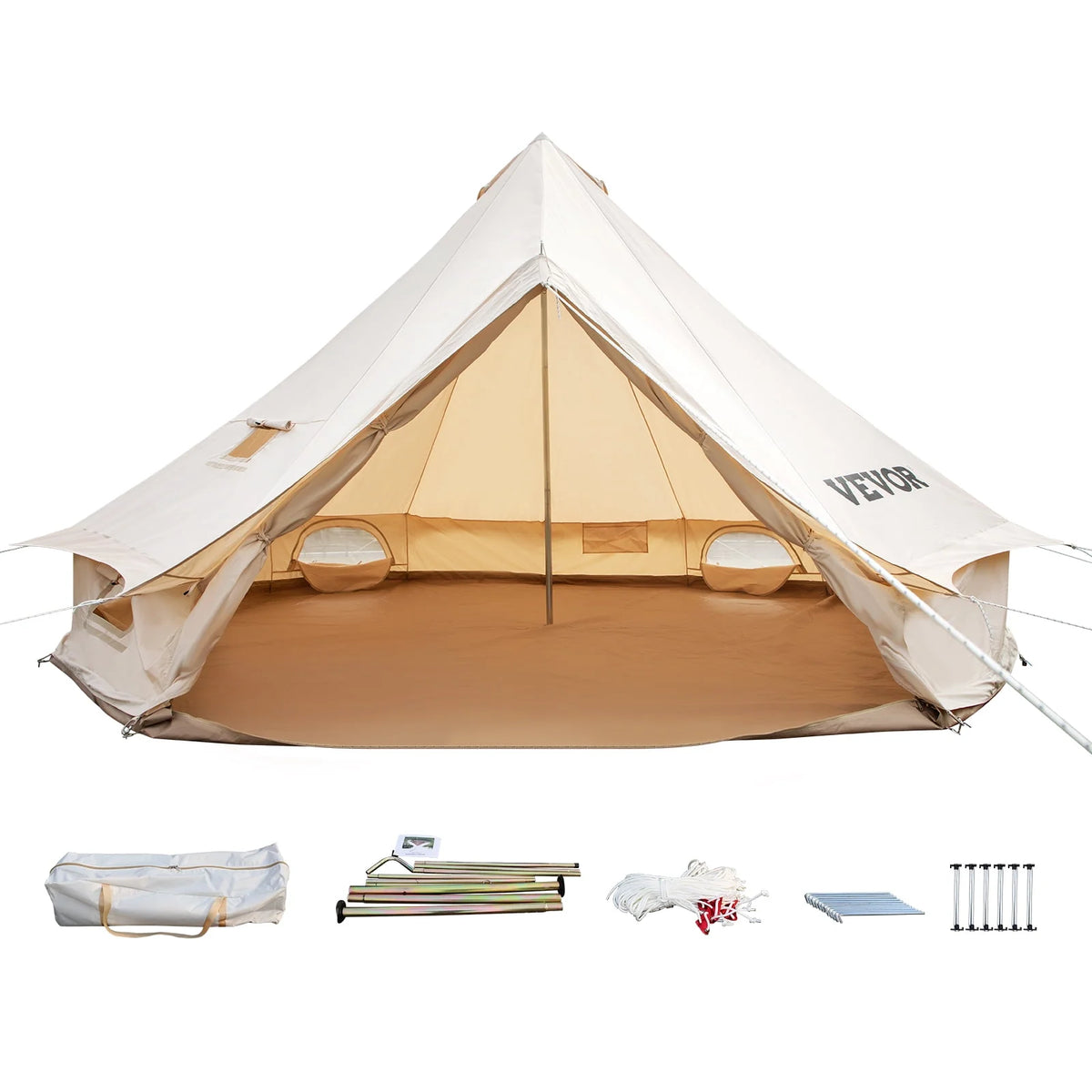 Canvas Bell Tent with Stove Jacket Waterproof 4 Seasons O158957