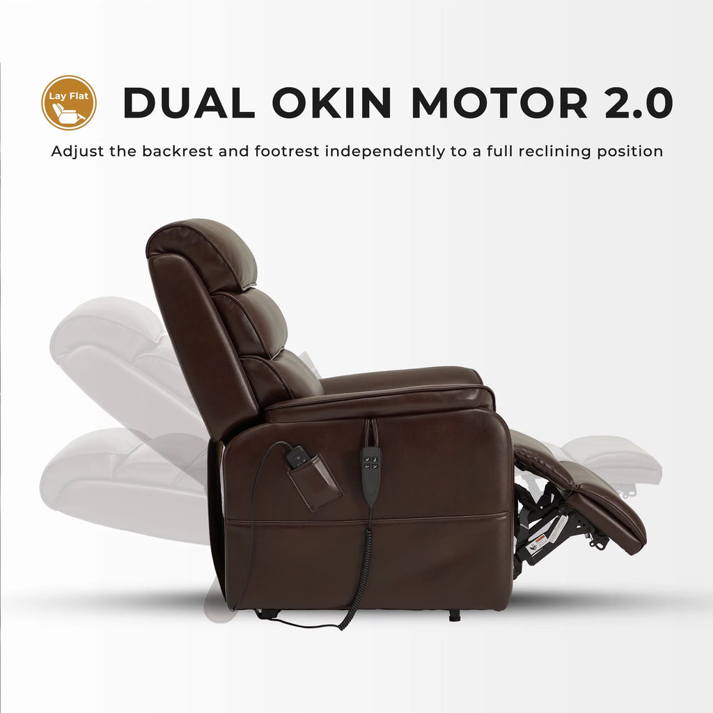 Brown Faux Leather Lift Recliner with Massage Heating N2052