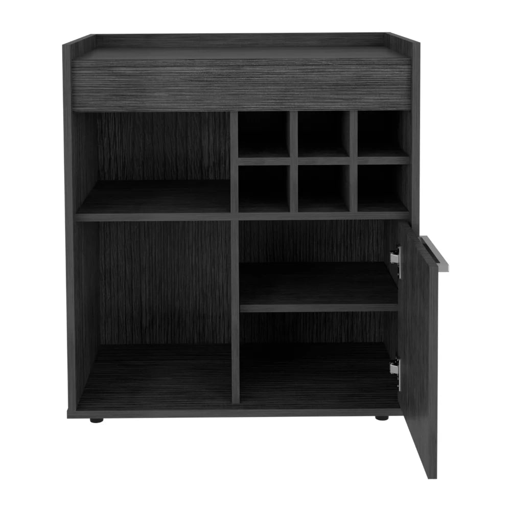 Light Gray Bar Cabinet with Concealed Shelves and Wine Cubbies H70856