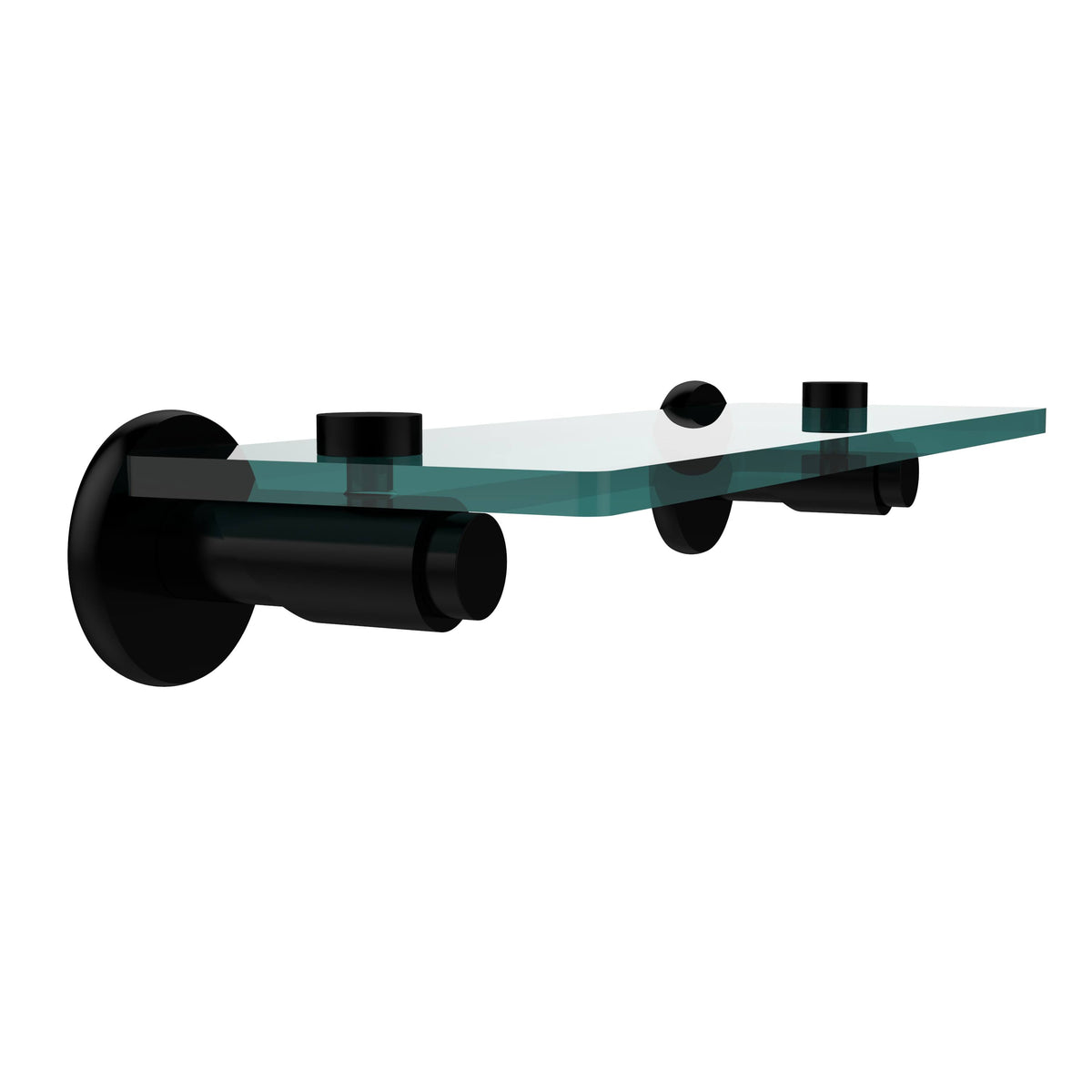 16 inch Glass Vanity Shelf Beveled Edges Matte Black R4073