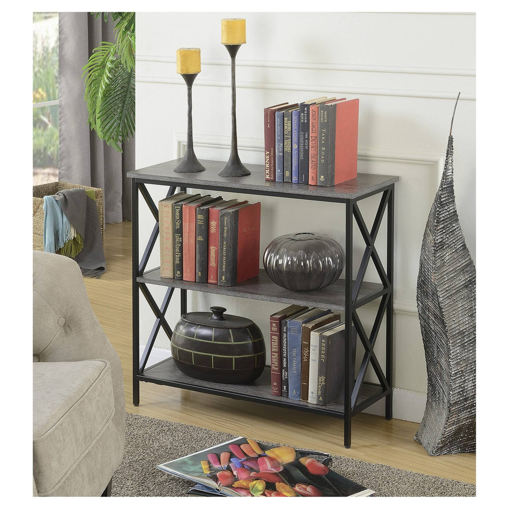 3-Tier Weathered Gray Bookcase E853742