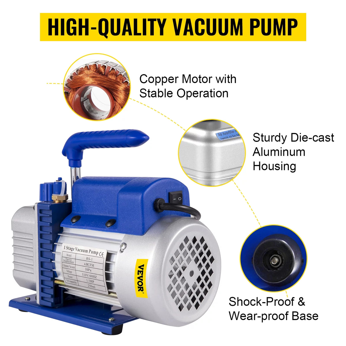 4.8CFM Single Stage Vacuum Pump with Manifold Gauge Set P4271