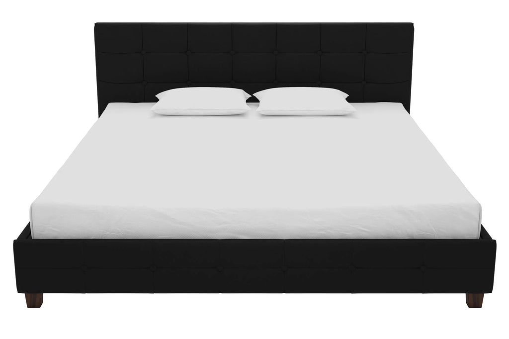 Black Linen King Upholstered Platform Bed Frame F760329