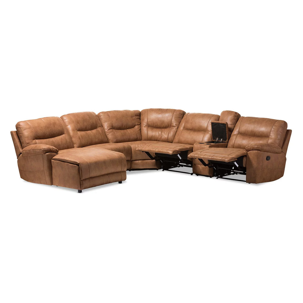 Light Brown 6 Piece Reclining Sectional U8750