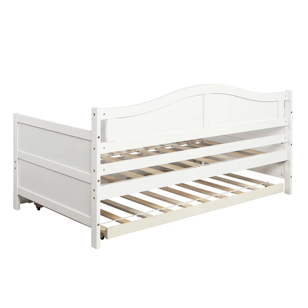 White Wooden Twin Size Daybed with Trundle Bed X756250
