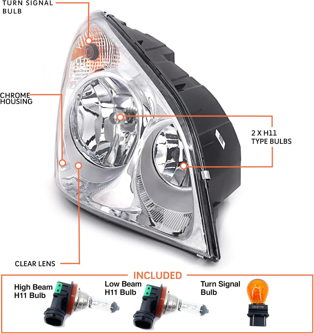 Freightliner Cascadia Halogen Headlight Lamp Driver & Passenger Side T160085