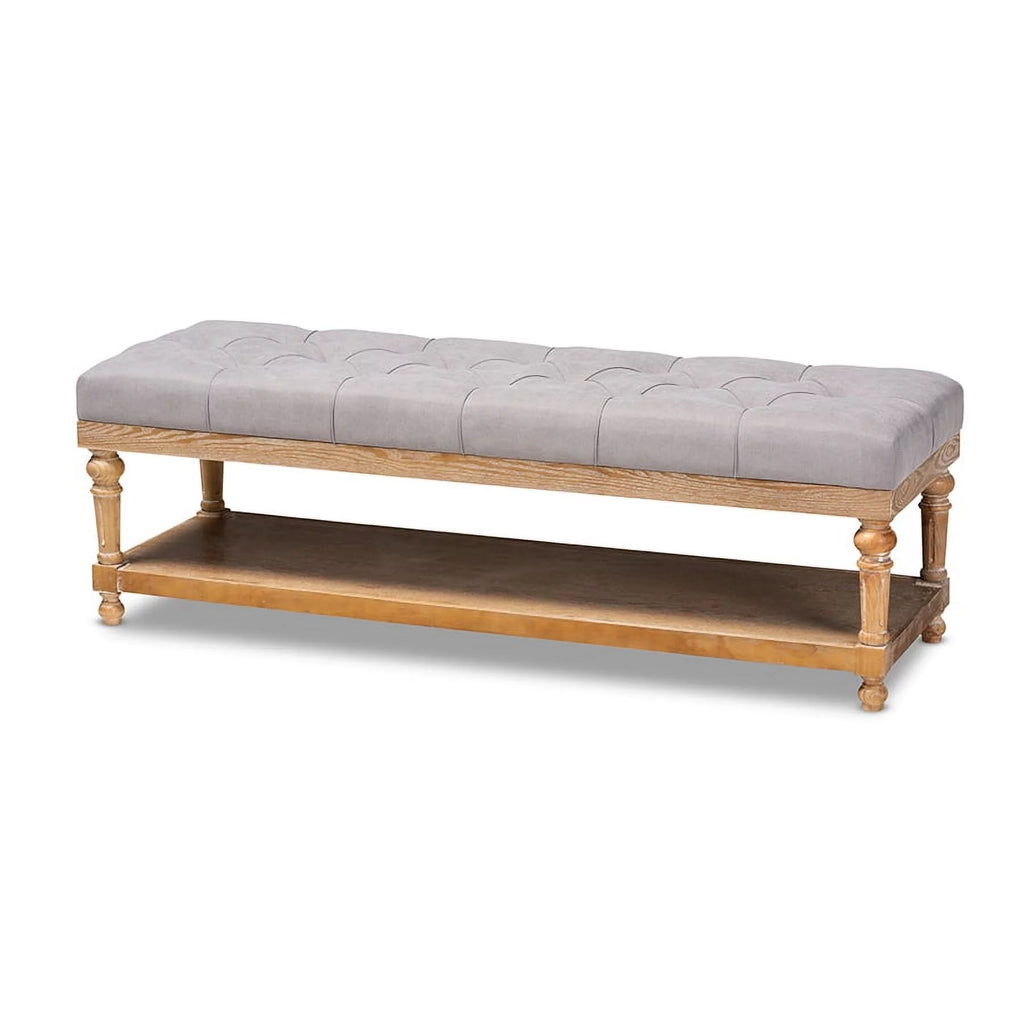 Grey Linen Fabric Storage Bench E92849