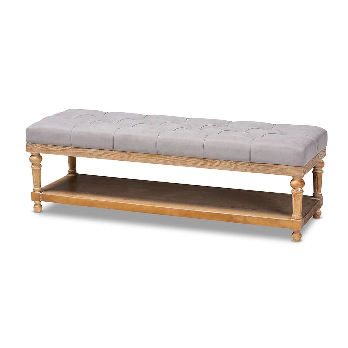 Grey Linen Fabric Storage Bench E92849