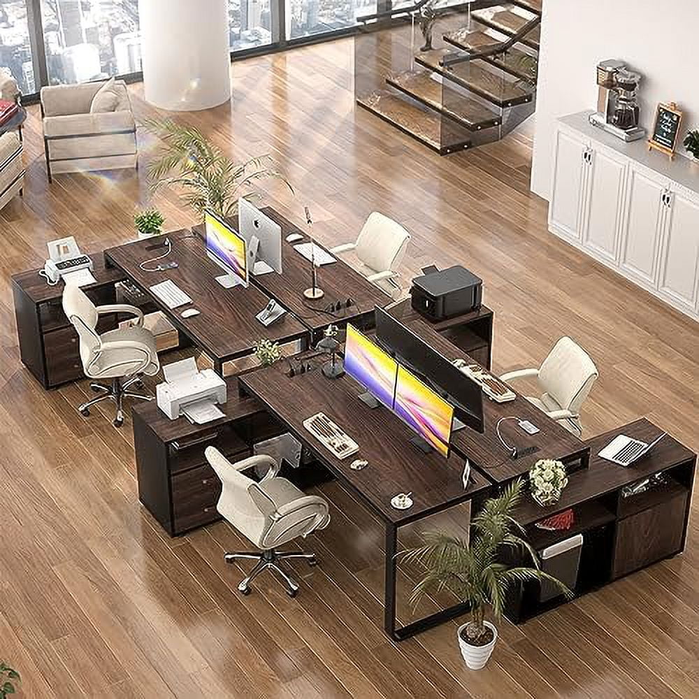 L Shaped Desk with File Cabinet and Power Outlet W548246