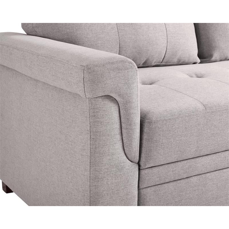 Light Gray Linen Reversible Sleeper Sofa U121703