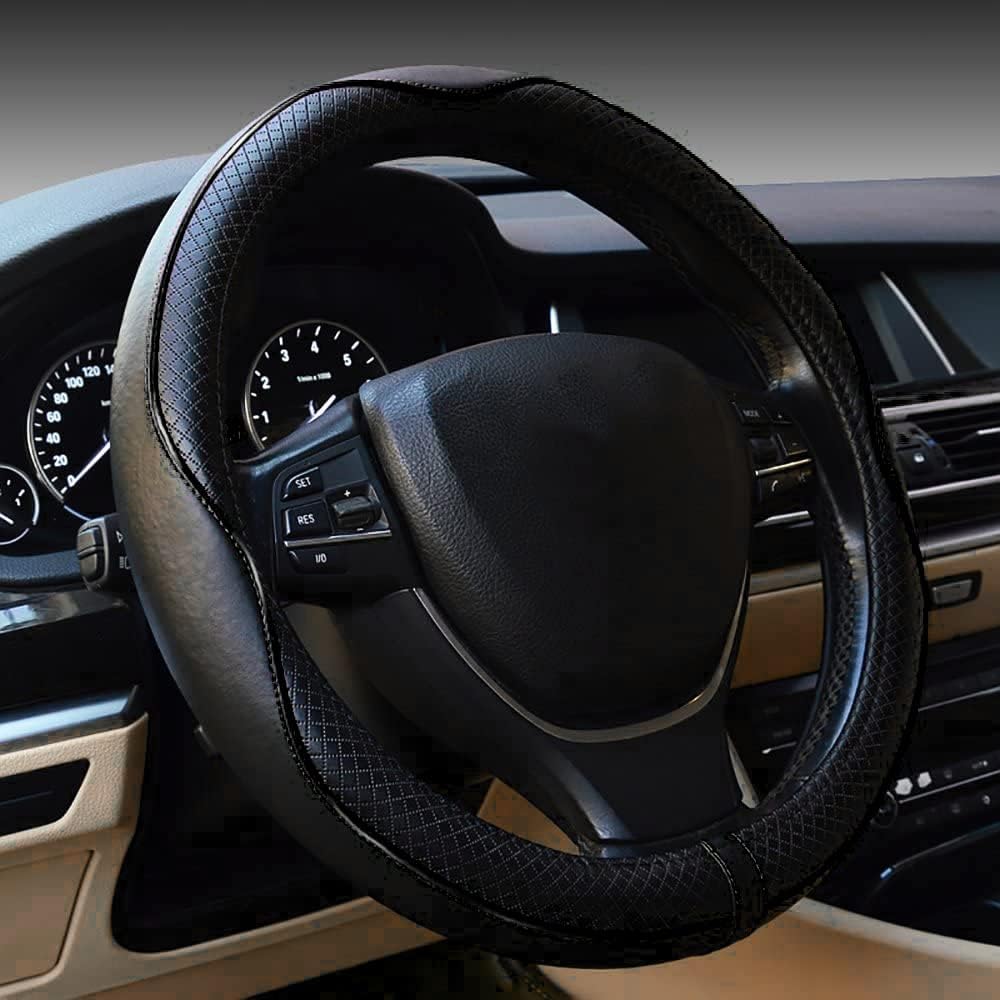 Black Anti-Slip Breathable Steering Wheel Cover R6867