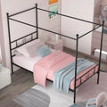Twin Size 4-Post Canopy Bed Frame Metal Platform with Headboard Footboard Y710528