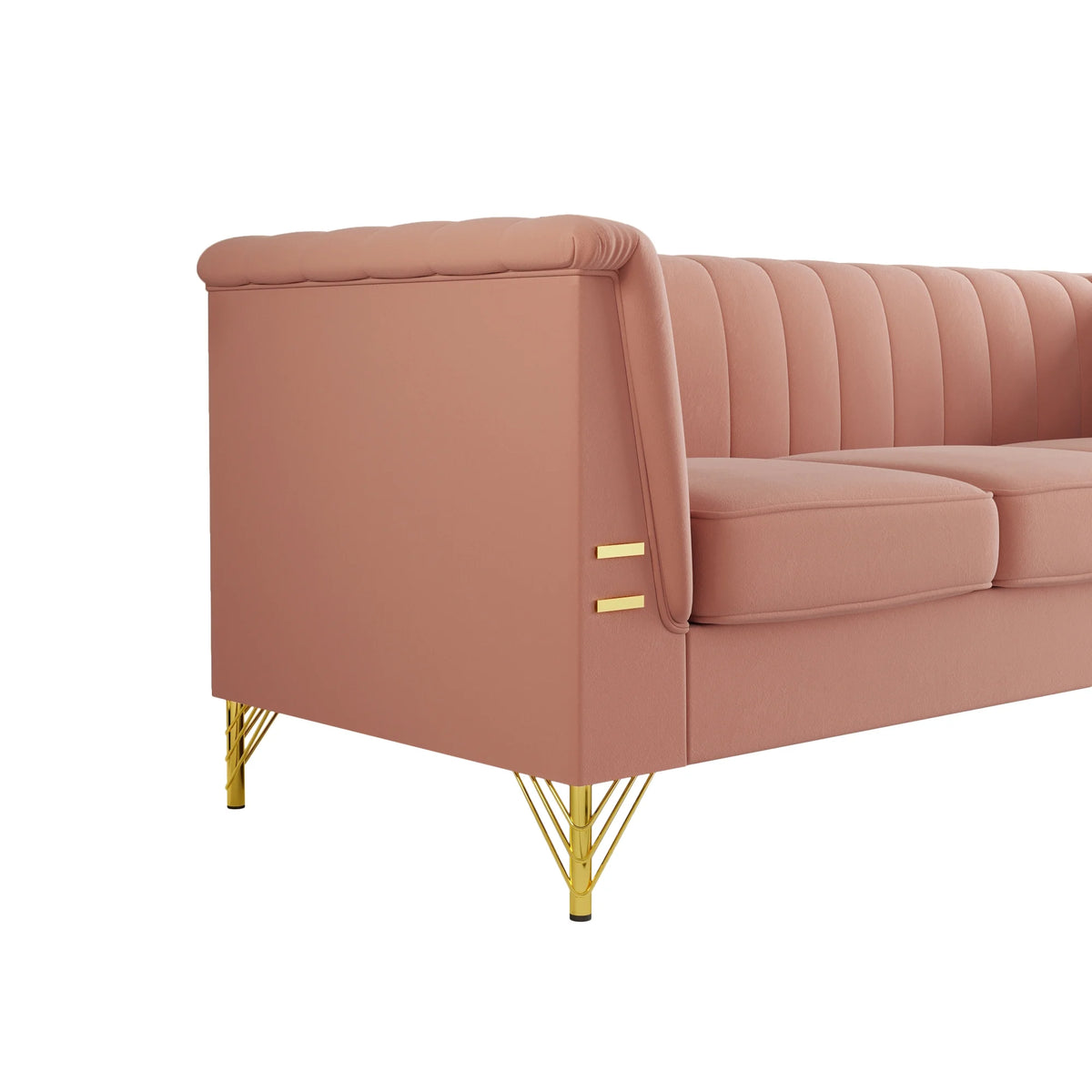 Velvet 3-Seater Sofa with Gold Metal Legs H259601