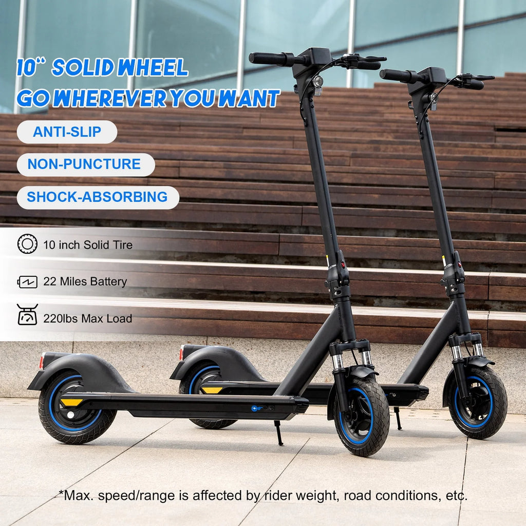 Electric Scooter with 10 Solid Tires, 500W Motor, 22 Miles Battery P17008