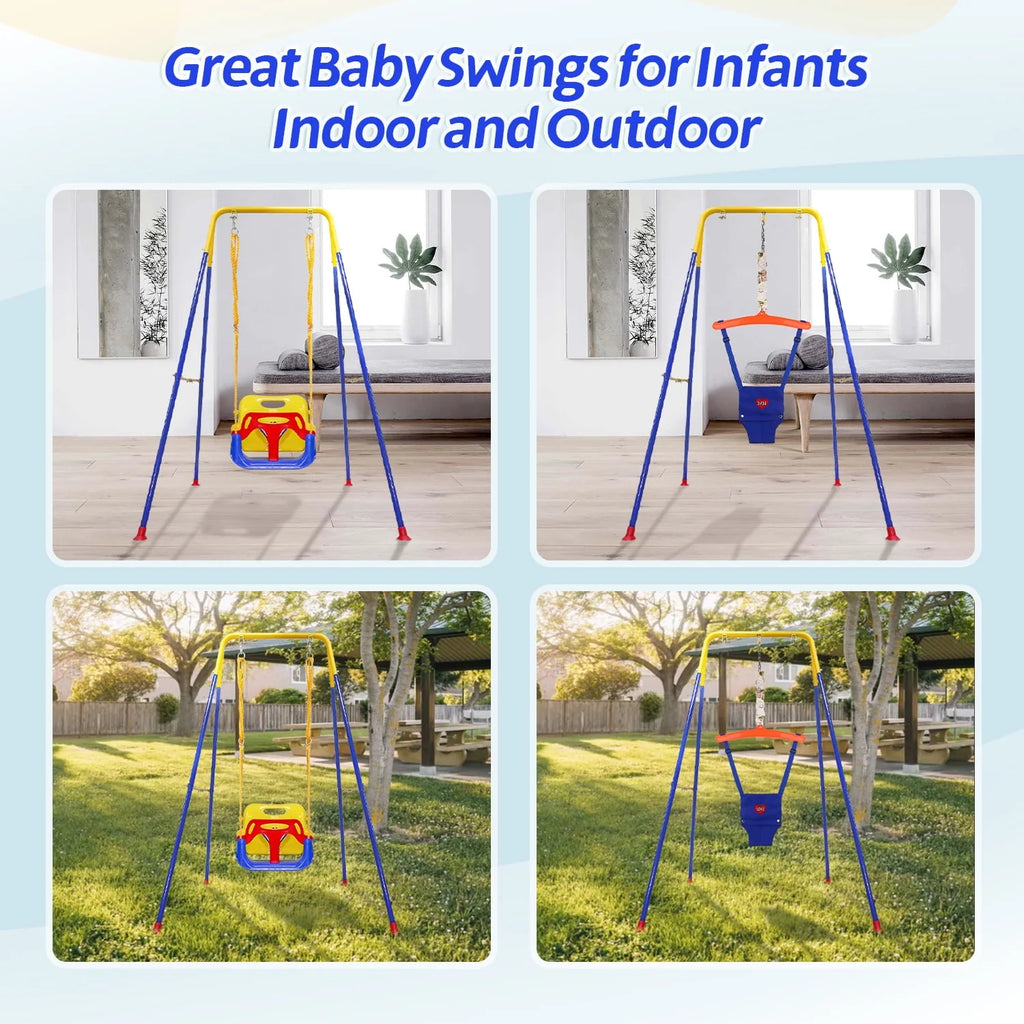2-in-1 Toddler Swing Set and Baby Jumper K143486