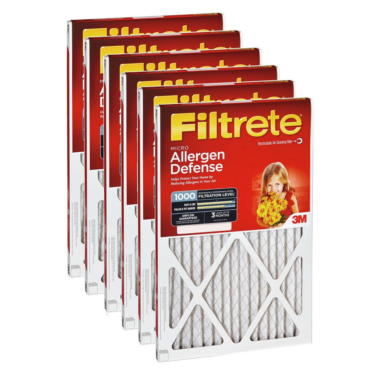 20x25x1 Micro Allergen Air Filter 6-Pack P7490