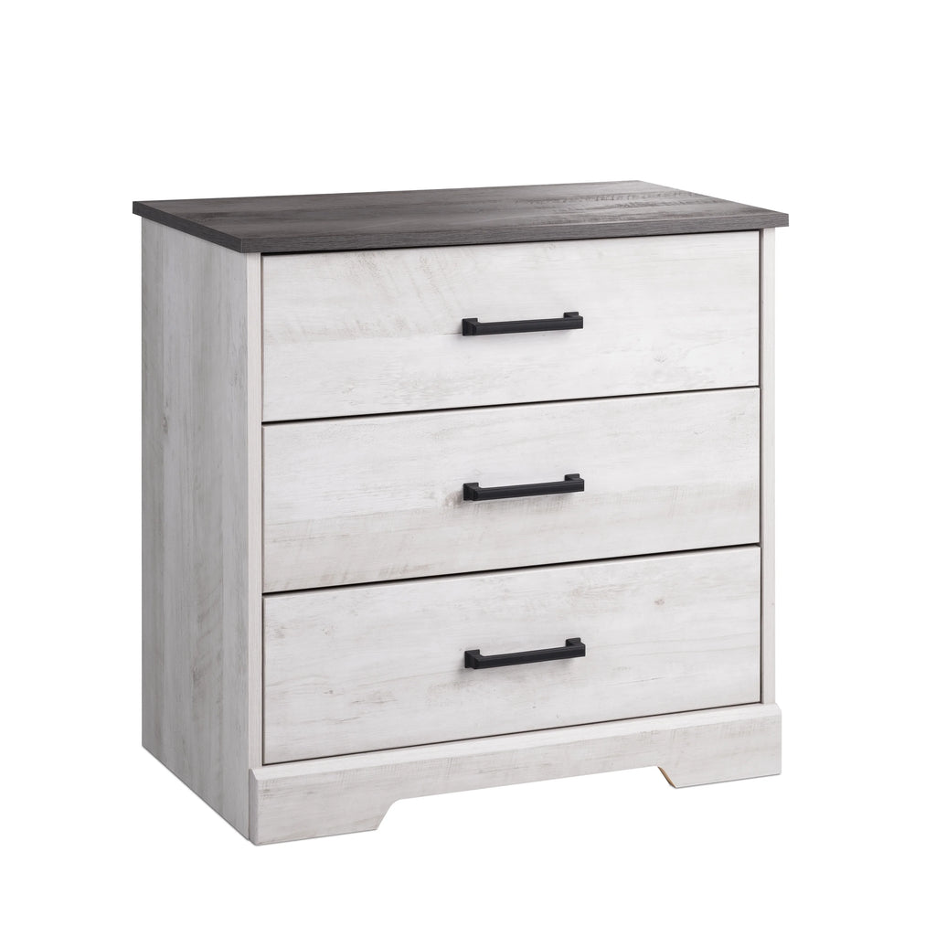 3 Drawer Washed White Wood Nightstand D865576