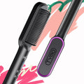 Black Hair Straightener Brush with Built-in Comb I438