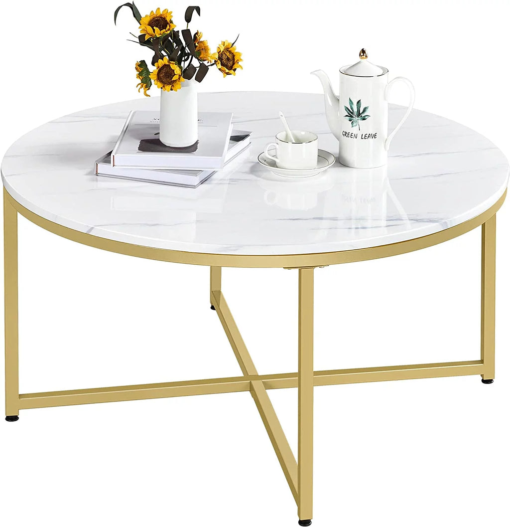 Marble Coffee Table with X-Base Metal Legs O4524