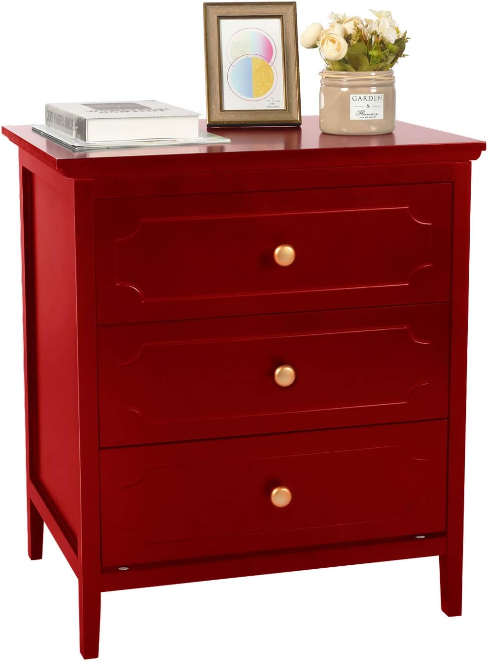 White 3 Drawer End Table Nightstand Set of 2 Y502459