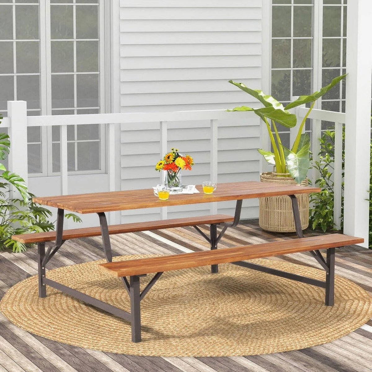 6-Person Outdoor Picnic Table and Bench Set M1778