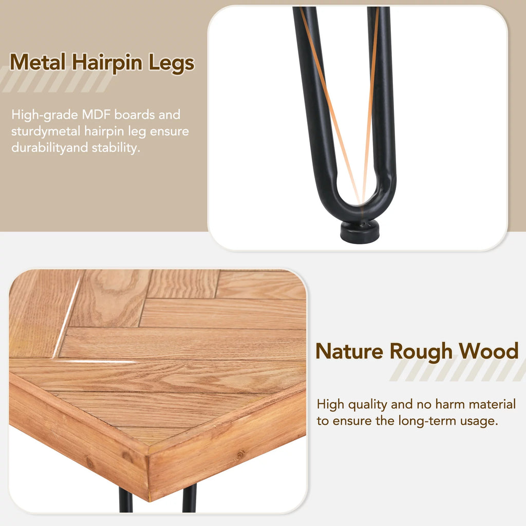 Modern Coffee Table with Chevron Pattern and Metal Hairpin Legs B41356