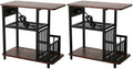 Brown Set of 2 Side Tables with USB Ports and Outlets X3835