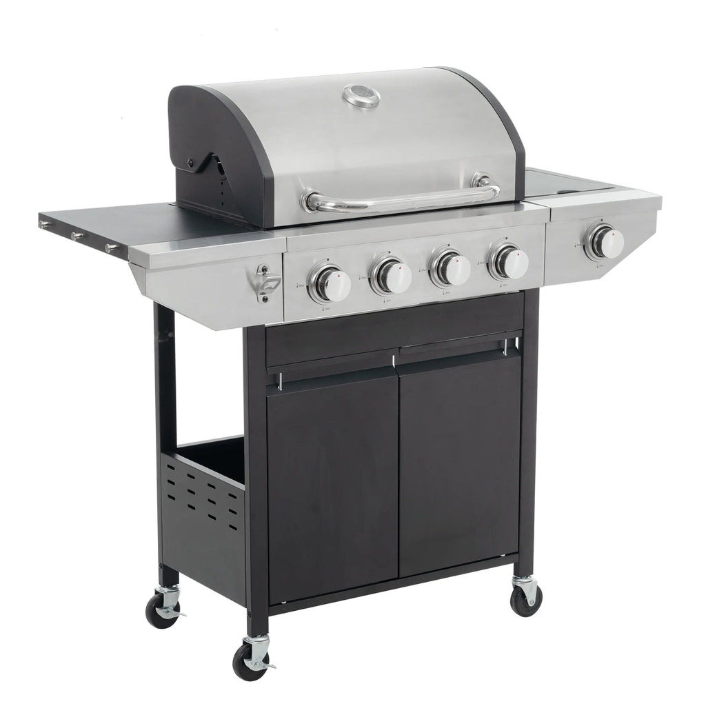 4 Burner Propane Gas Grill with Side Burner and Thermometer K95701