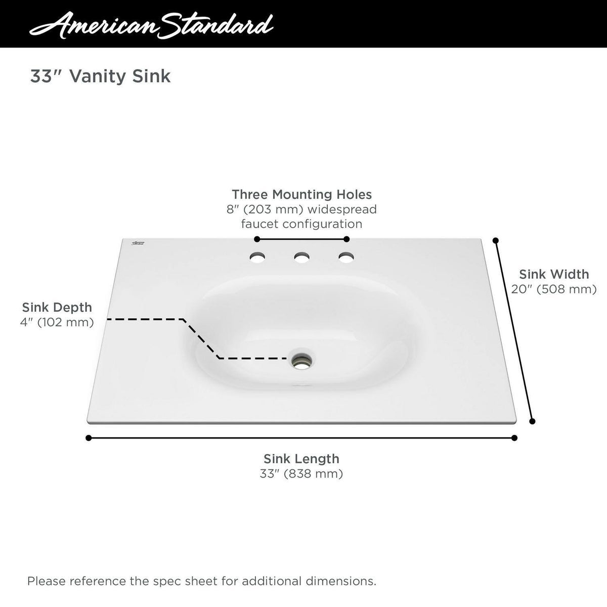 White 33 in. Vanity Top Sink R944852