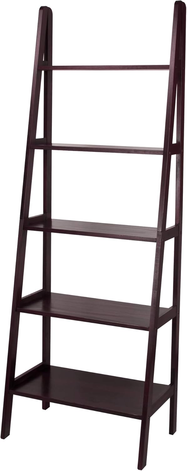 White 5-Shelf Ladder Bookcase N6656