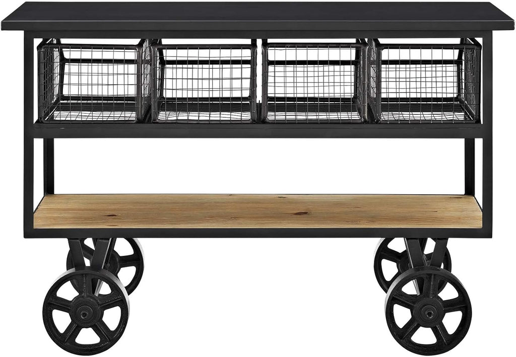 Brown Rolling Kitchen Cart W840