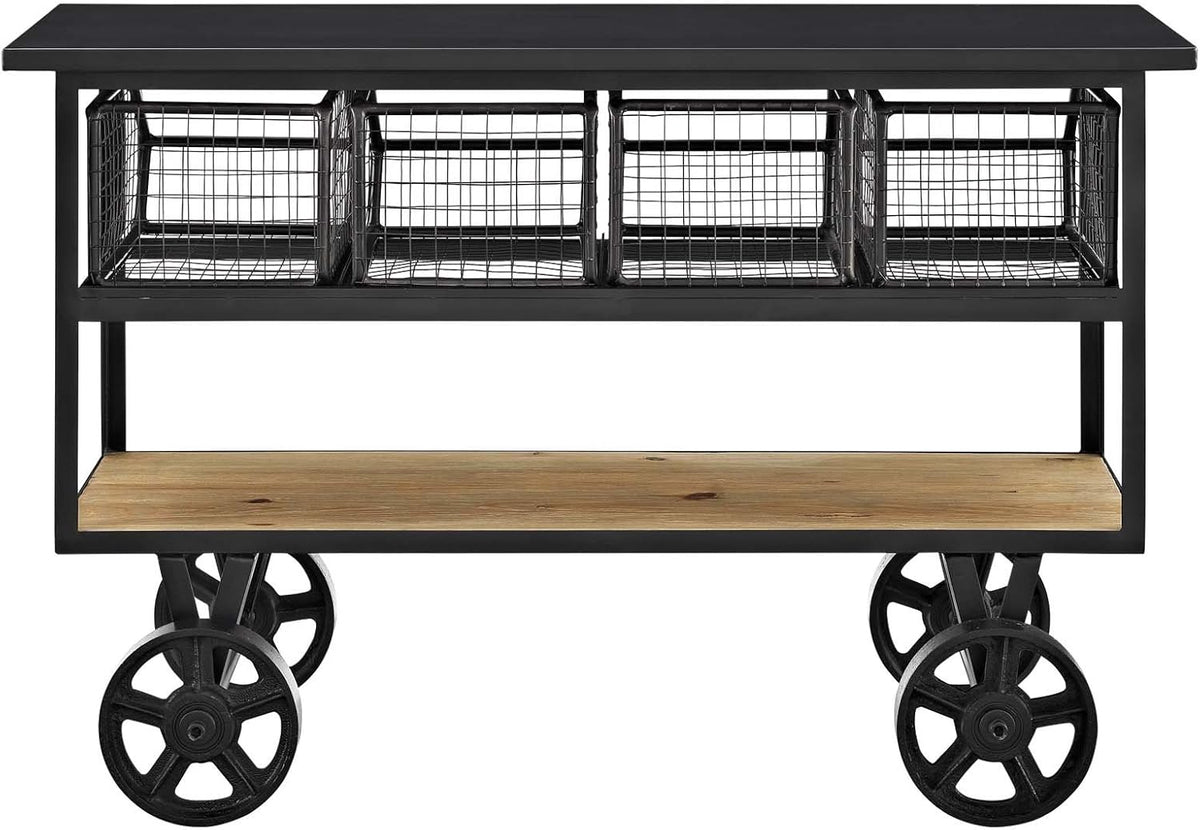 Brown Rolling Kitchen Cart W840