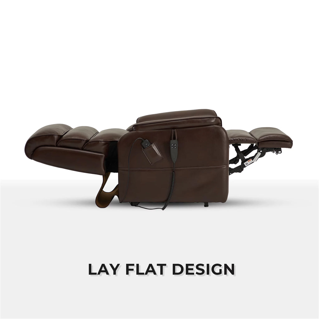 Brown Faux Leather Lift Recliner with Massage Heating N2052