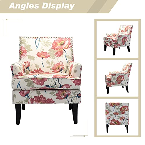 Modern Accent Chair with Arms and Wooden Legs P5378