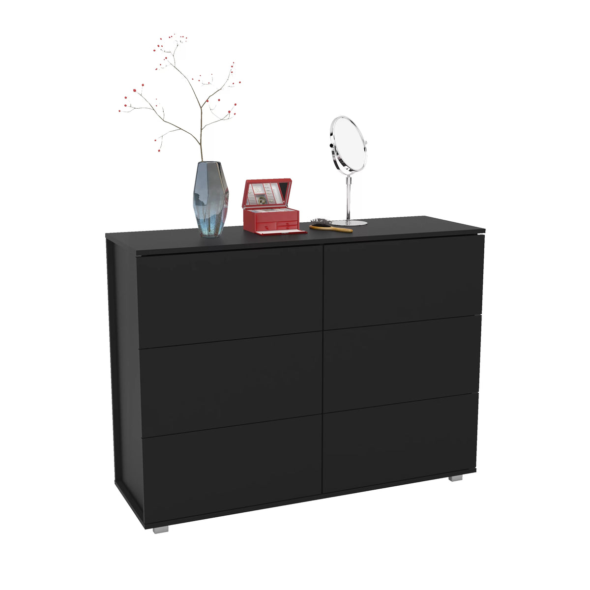 White 6 Drawer Wood Double Dresser C7042