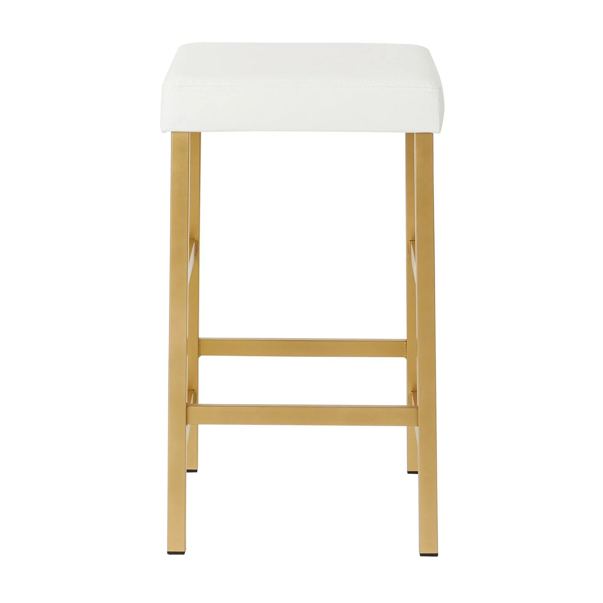 26" Gold Backless Stool in White M13387