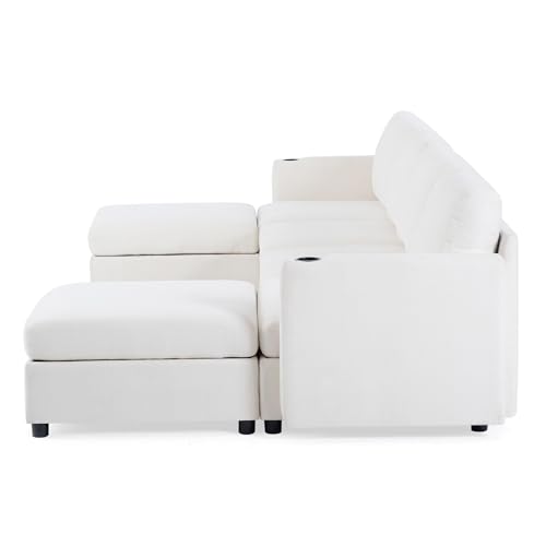Oversized Chenille U-Shaped Modular Sectional Sofa with 2 Ottomans C738829