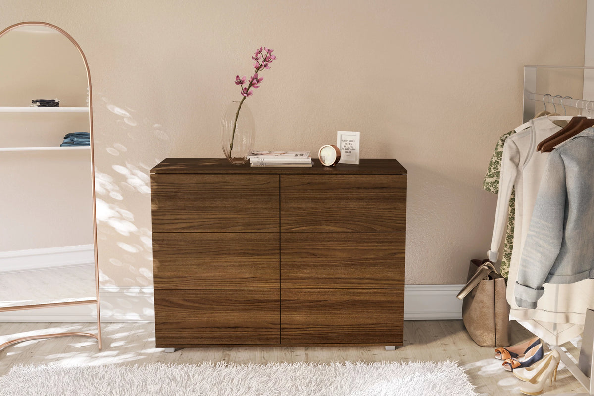 White 6 Drawer Wood Double Dresser C7042