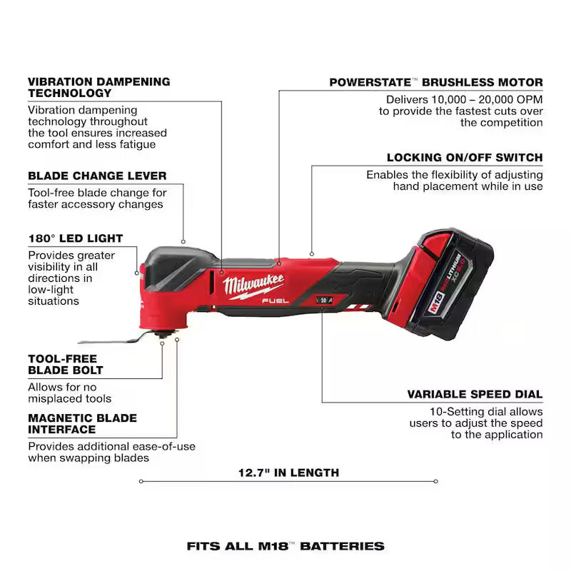 18V Cordless Brushless Oscillating Multi-Tool Kit with 6.0Ah Batteries V5652